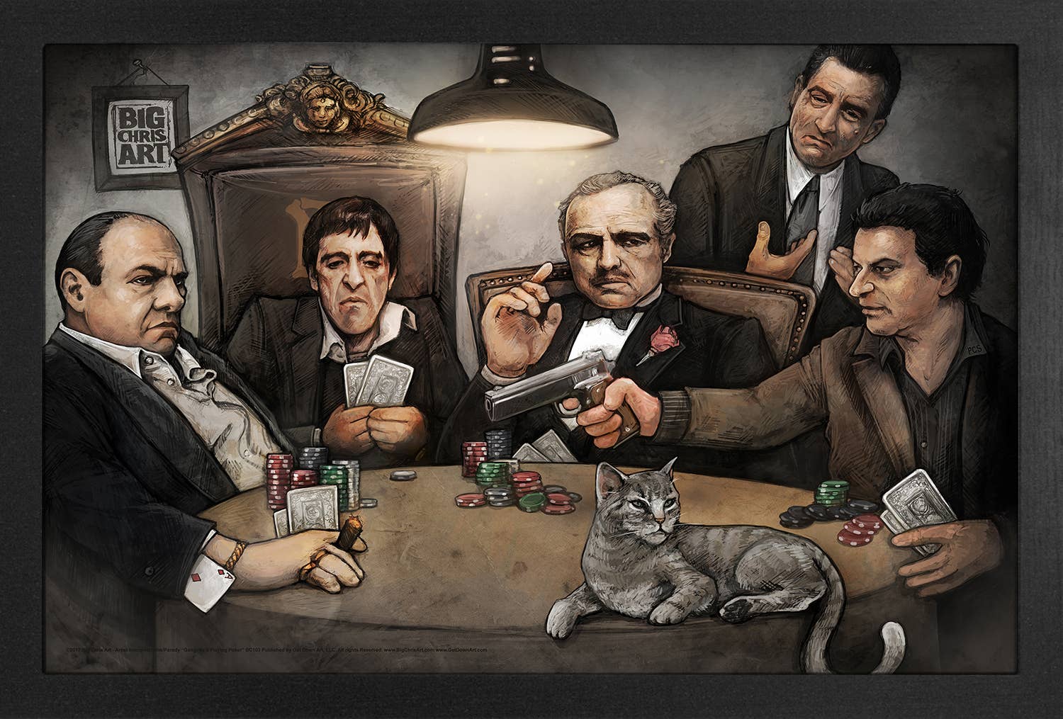 Pyramid America - Wholesale Poster - Big Chris - Gangster's Playing Poker Framed Poster Print0