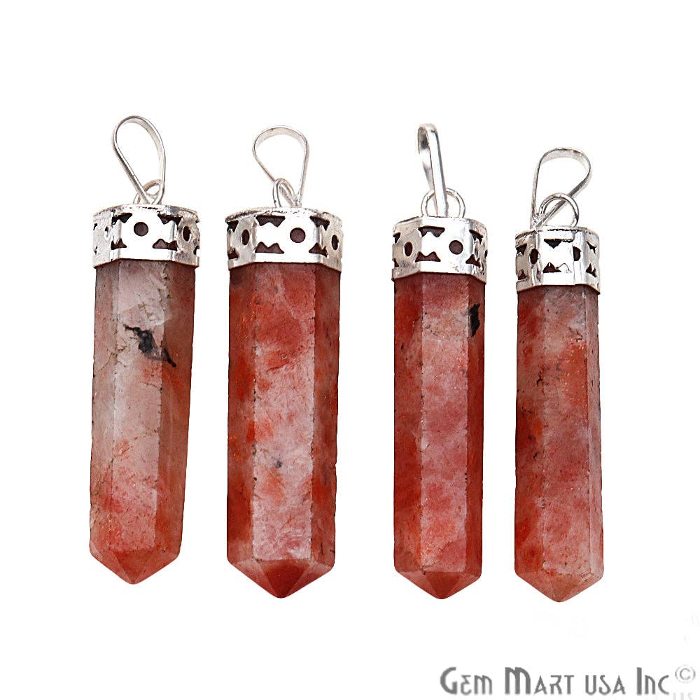 GemMartUSA – wholesale Pendant/charm necklace – DIY Healing Gemstone Silver Pencil Point Ornate Pendant 1pc0