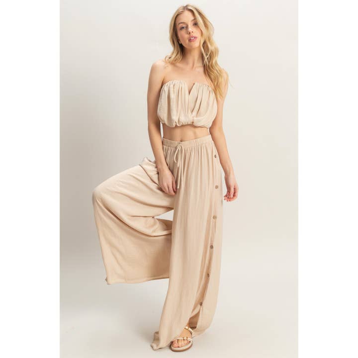 HYFVE - Wholesale Top & Pant Set (NOT Loungewear) - Women's - HF25E001-SET-Ruched Top And High Waist Pants Set