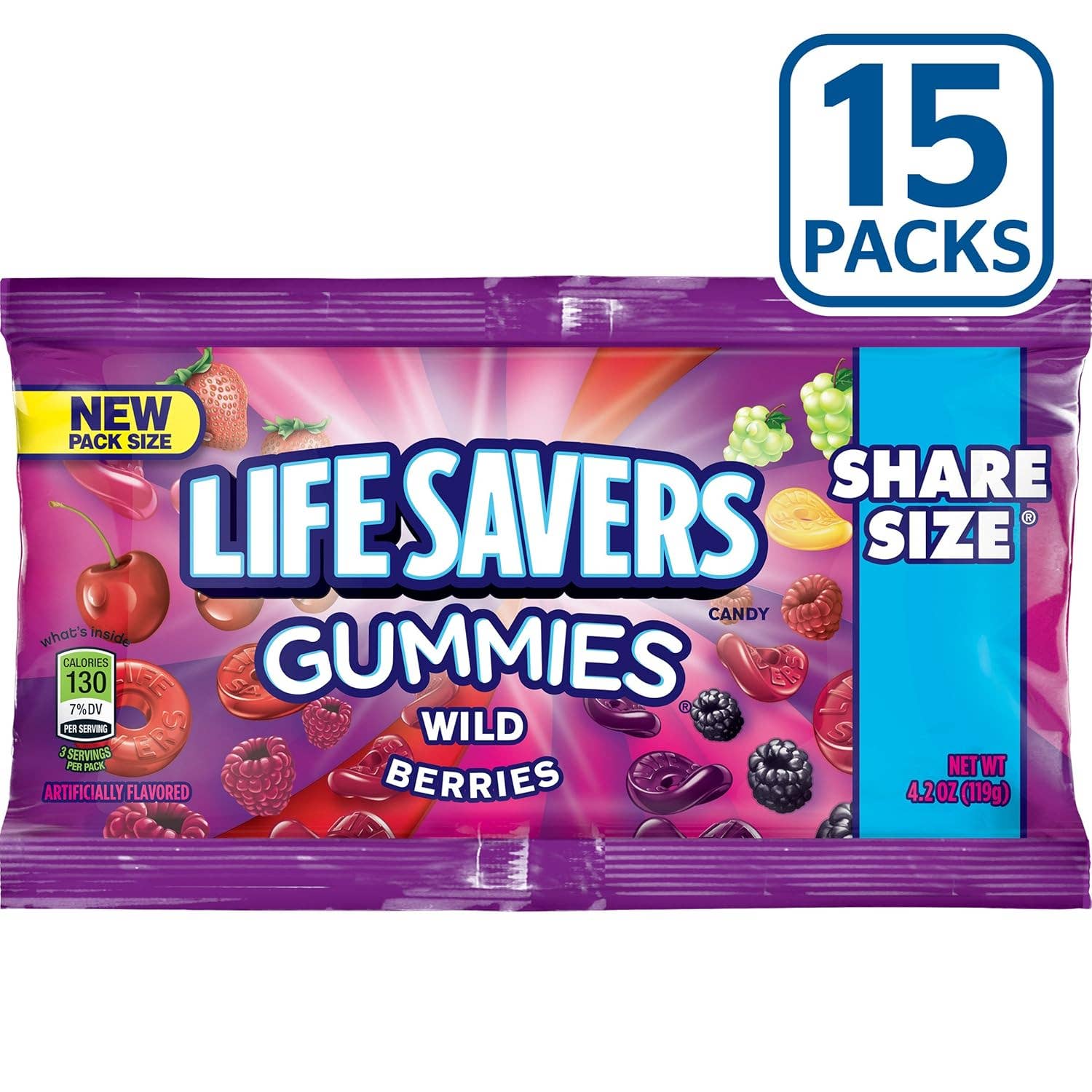 Snacky Candy – wholesale Gummy – Lifesavers gummy Wild Berry Share Size 4.2 oz 15 count1