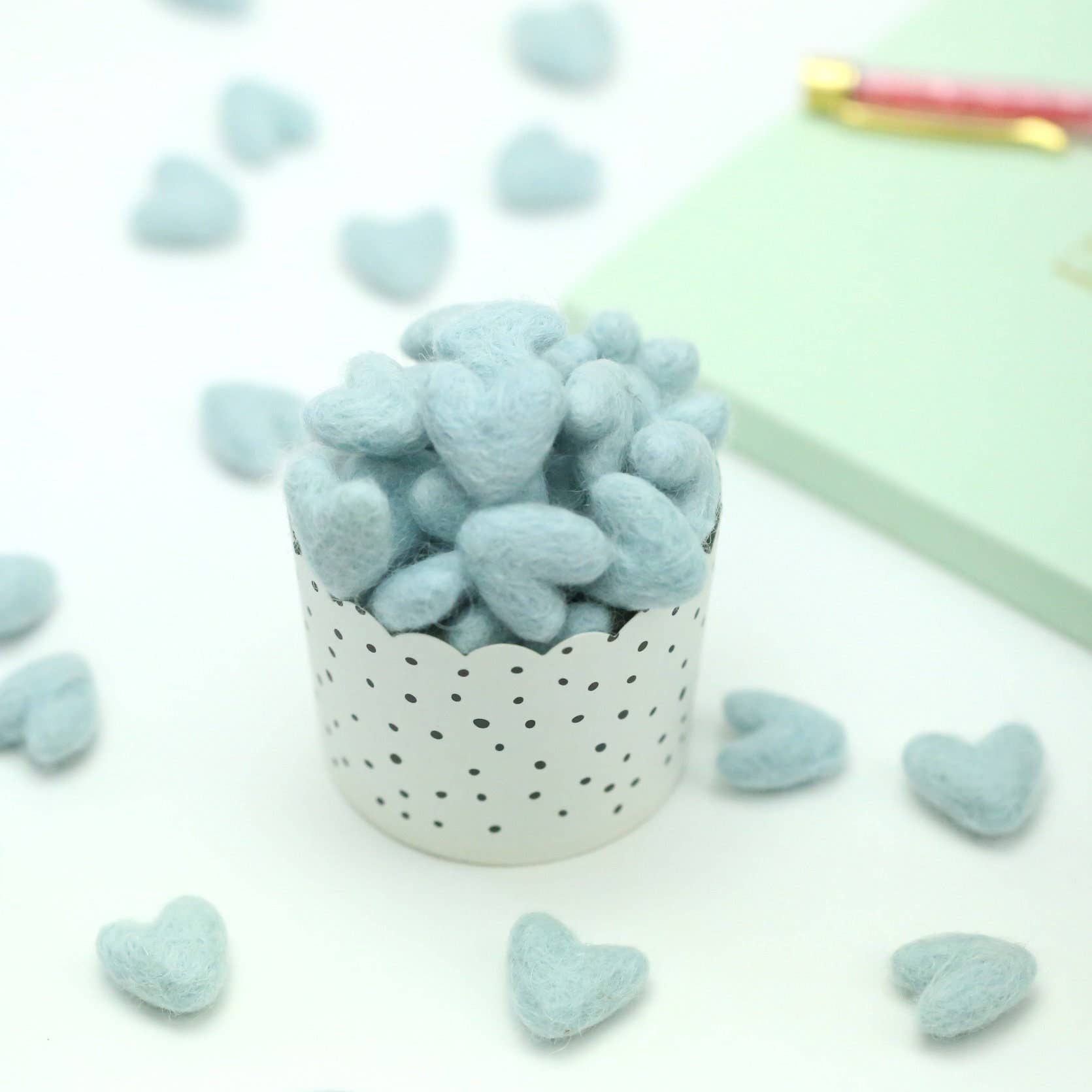 The Felt Pod - Wholesale Craft Supplies - Felt Hearts Light Blue 3 cm and 4 cm - 10 pcs (9 cm - 1pc)1