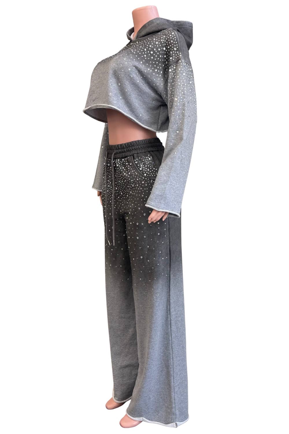 NEWGENS – Großhandel Sportbekleidungsset – Damen – NC2119A Strass Ombre Hoodie Lounge-Set3