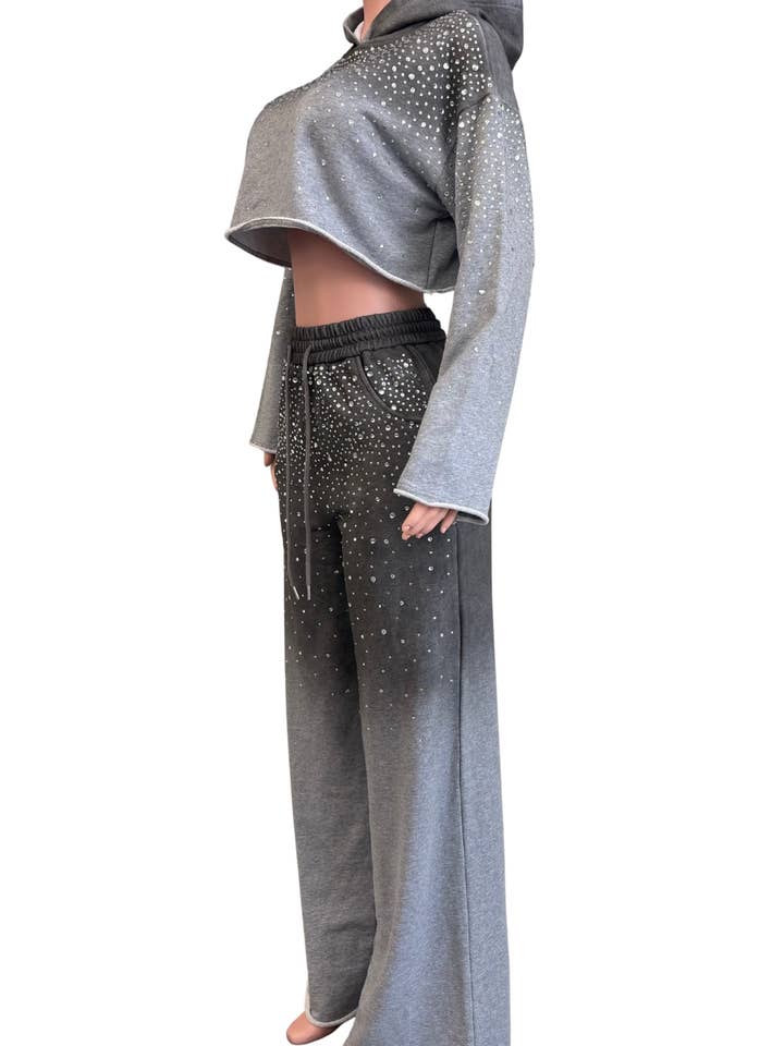 NEWGENS – Großhandel Sportbekleidungsset – Damen – NC2119A Strass Ombre Hoodie Lounge-Set3