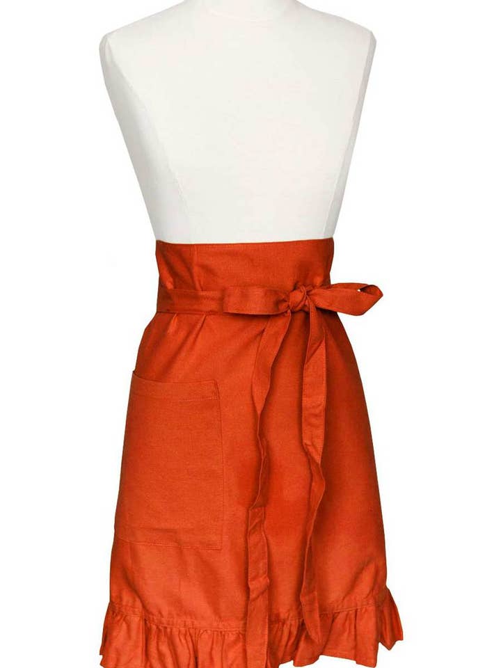 tabliers de bistrot en tissu solide orange gingembre pour la vente par Hen House Linens