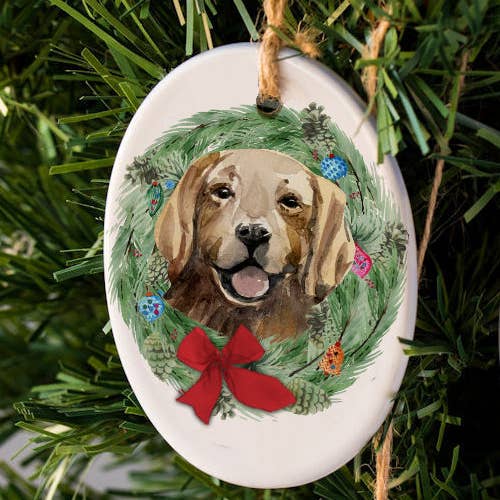 Golden Retriever Dog Holiday Ornament for wholesale by The Traveled Lane®