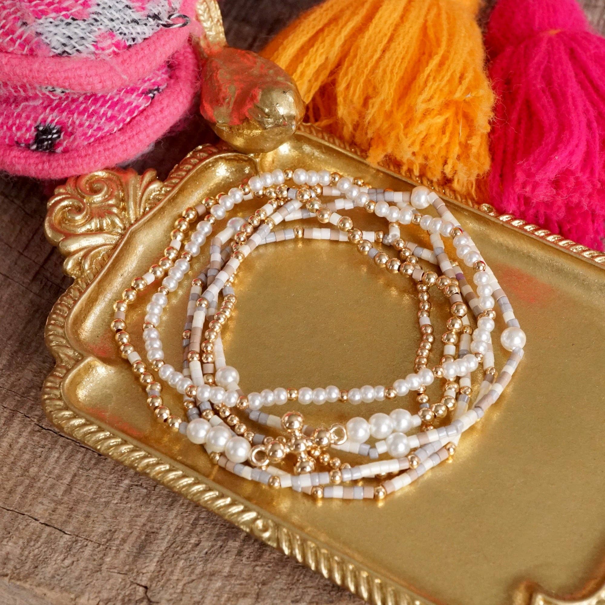 PennyLine inc - Wholesale Beaded Bracelet - Cross, Pearls & Miyuki Beaded Bracelet Set – Effortlessly Elegant3