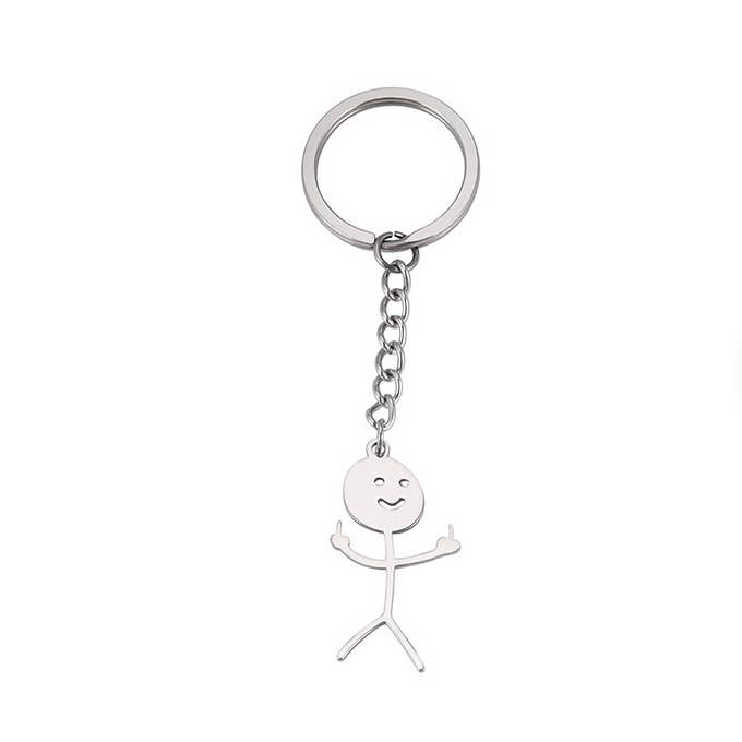 Llavero de figura de palo con dedo medio levantado para venta al por mayor de Oh Shirt and More LLC