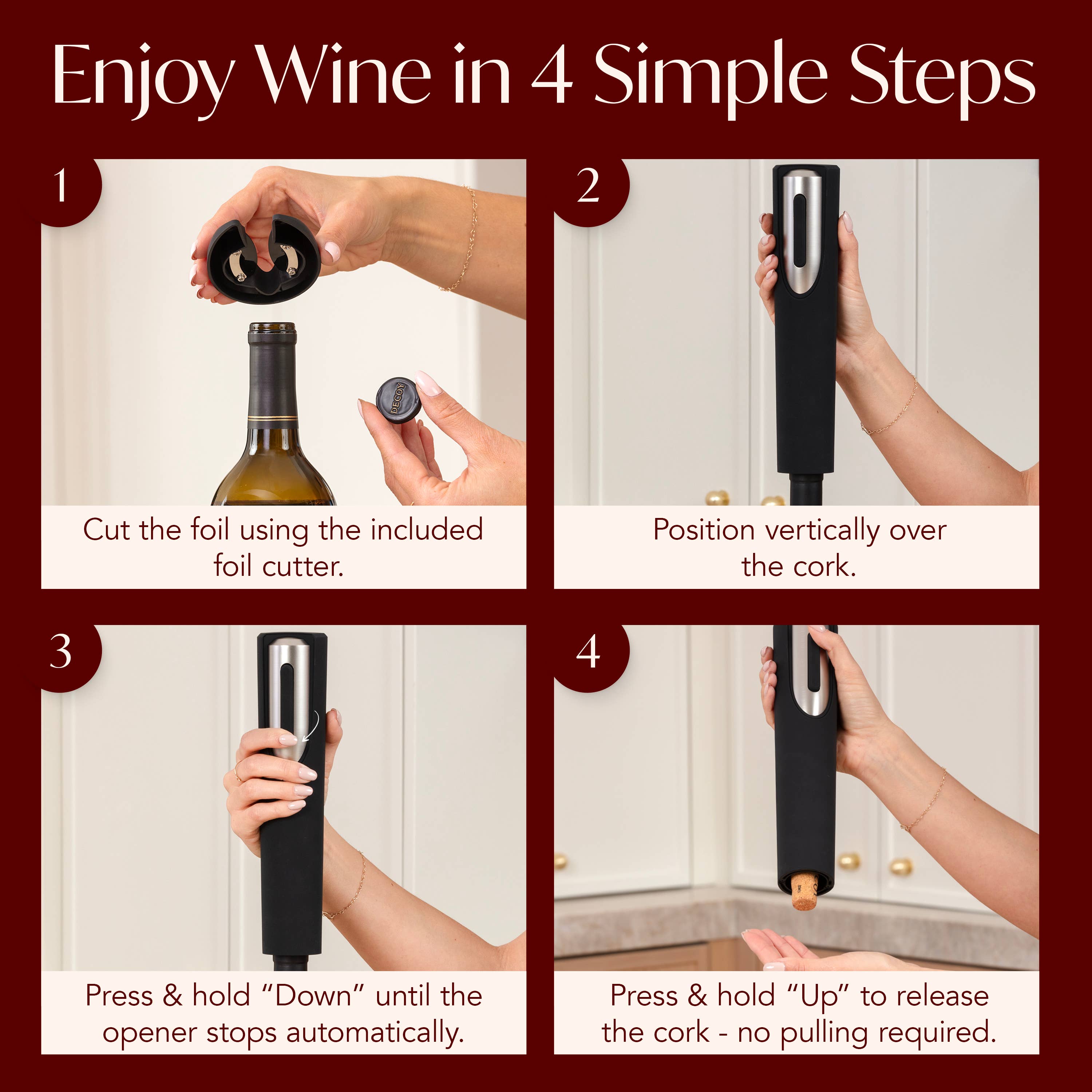Vin Fresco - Wholesale Wine Tool Set - Vin Fresco Electric Wine Opener, Battery-Powered Corkscrew21