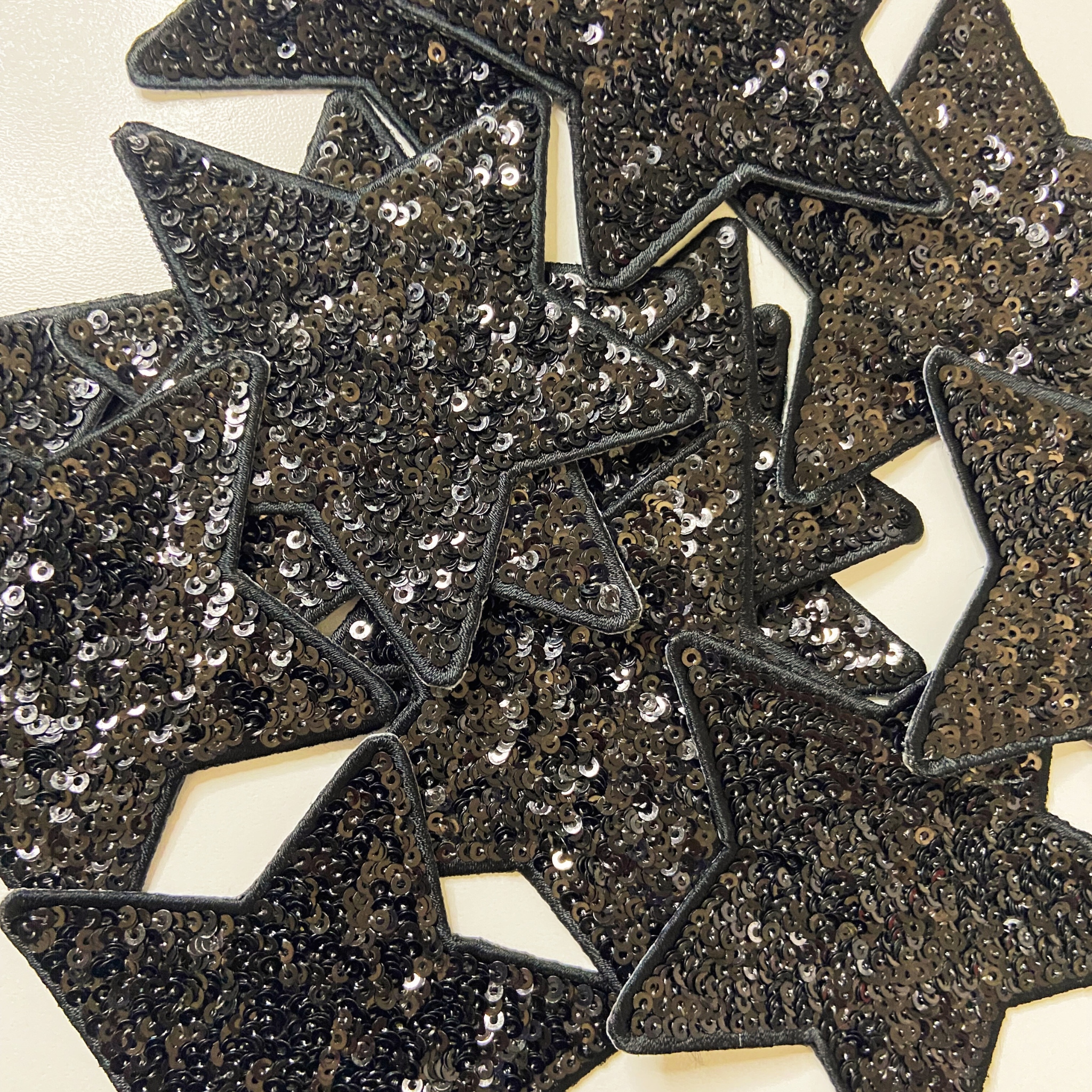 TEELUX – wholesale Patch – 4" Black Star - Sequin Embroidered Hat Patch2