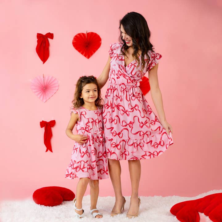 Valentine's Day Mommy and Me Matching Ruffle-sleeve Dress for wholesale by PatPat
