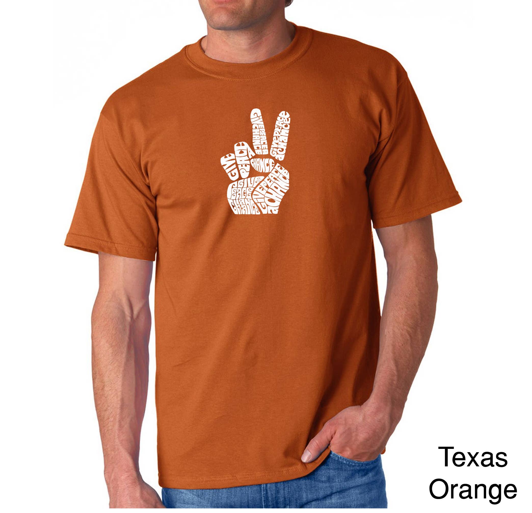 LA Pop Art - Wholesale Screen Printed T-Shirt - Men's - LA Pop Art Men's Word Art T-shirt - PEACE FINGERS6