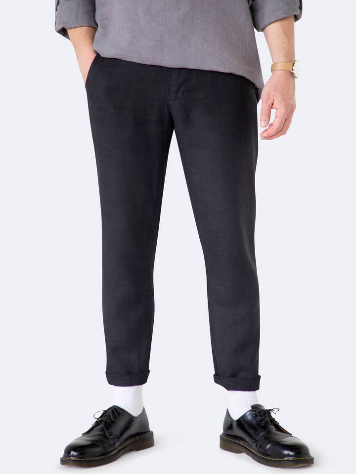 Chino classici in lino per la vendita all'ingrosso da parte di VADU Linen