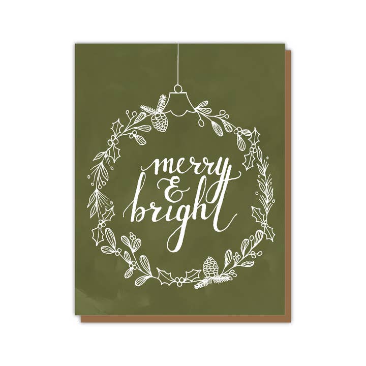 Merry & Bright Ornament Card for wholesale by Teluna