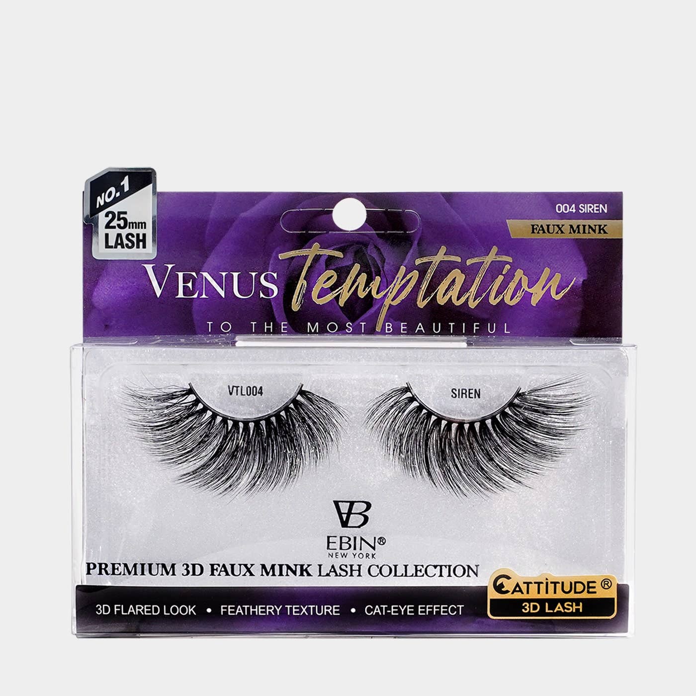 EBIN NEW YORK - Wholesale False/Fake Eyelashes - Venus Temptation 25mm Faux Mink 3D Lashes - SIREN0