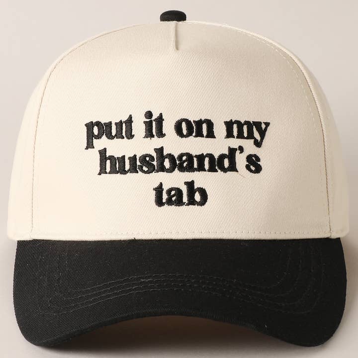 Fashion City - Wholesale Baseball Cap - Women's - put it on my husband's tab Embroidery Canvas Cap