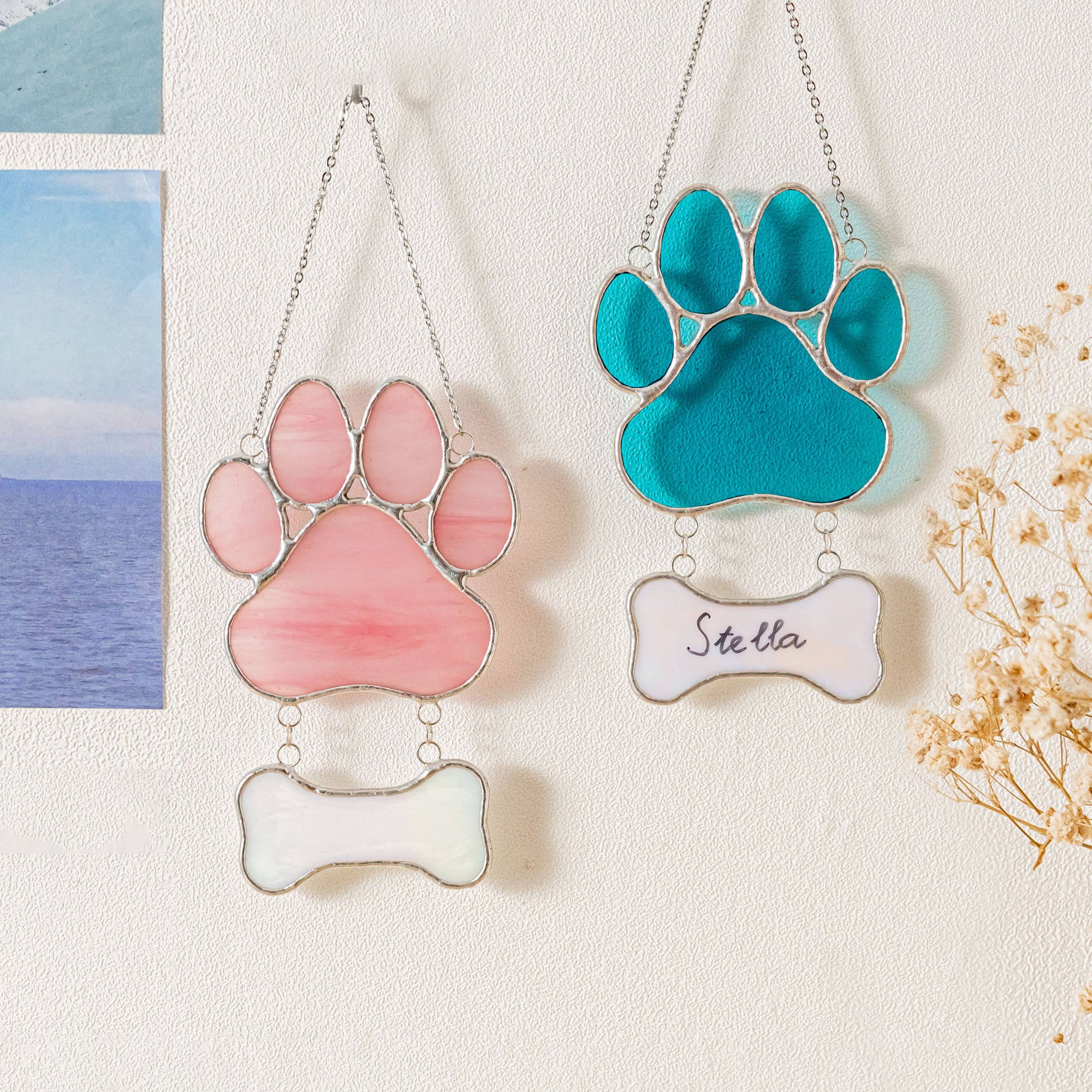 MondoBellissimo - Vente Attrape-soleil - Attrape-soleil commémoratif patte d'animal en vitrail Q196