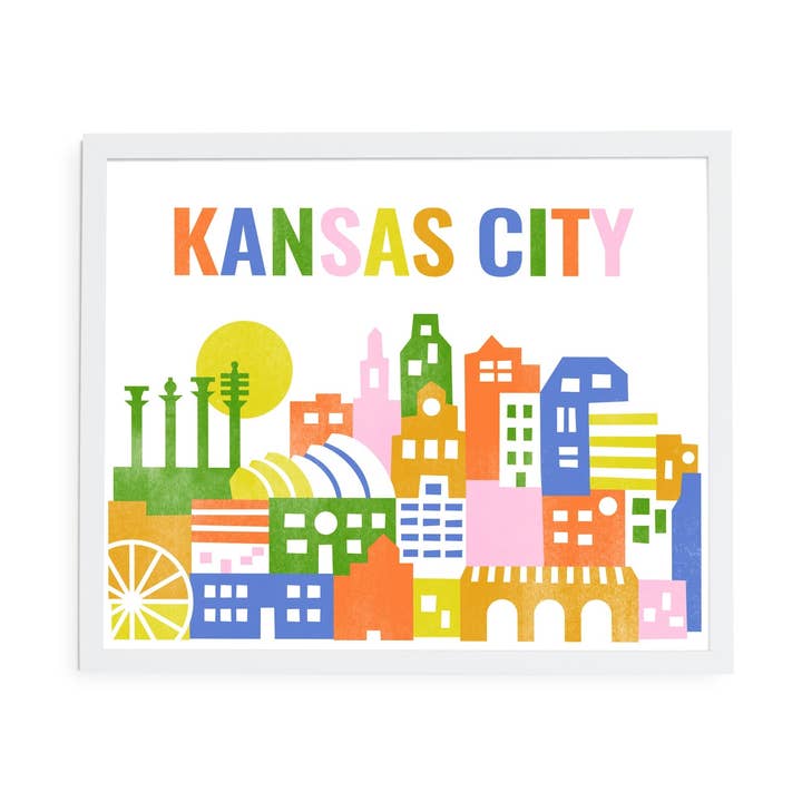 Kansas City Skyline - Multi Art Print for wholesale by Ampersand Design Studio
