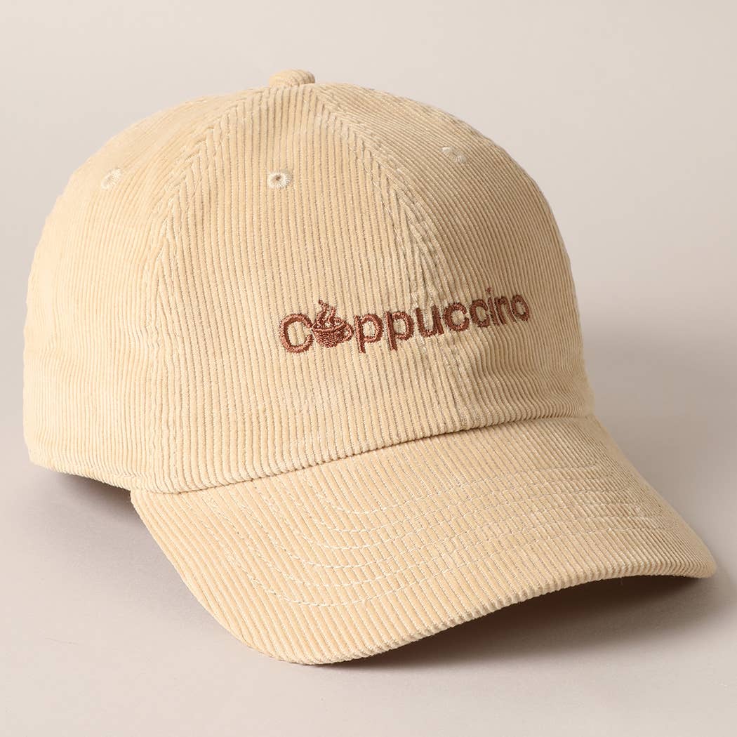 Fashion City - Wholesale Baseball Cap - Women's - Cappuccino Letter Graphic Embroidery Corduroy Cap3