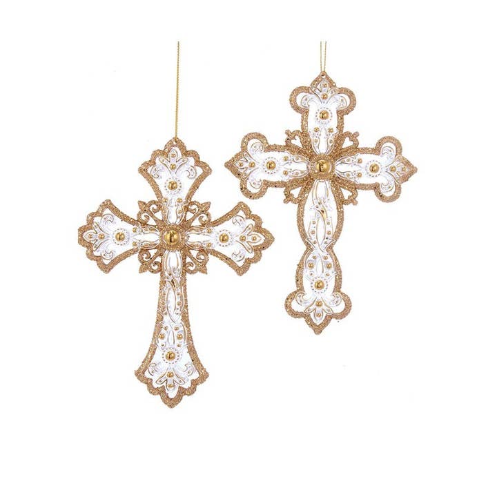 Kurt S. Adler, Inc. - Wholesale Ornament Set - 6.25"GOLD/SILVER CROSS ORNAMENT 2/ASSTD