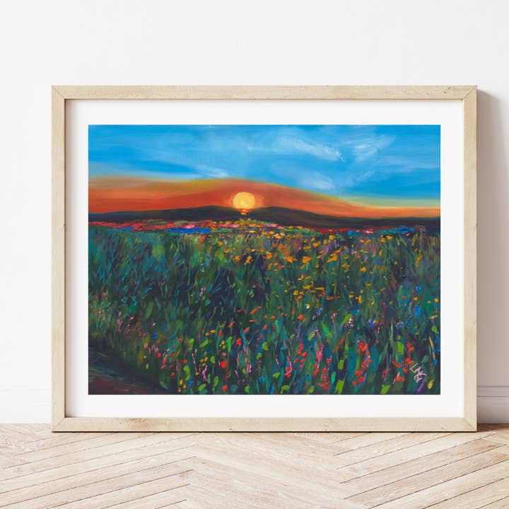 Sunset Wildflower — Landscape Art Print for wholesale by L Marie Art