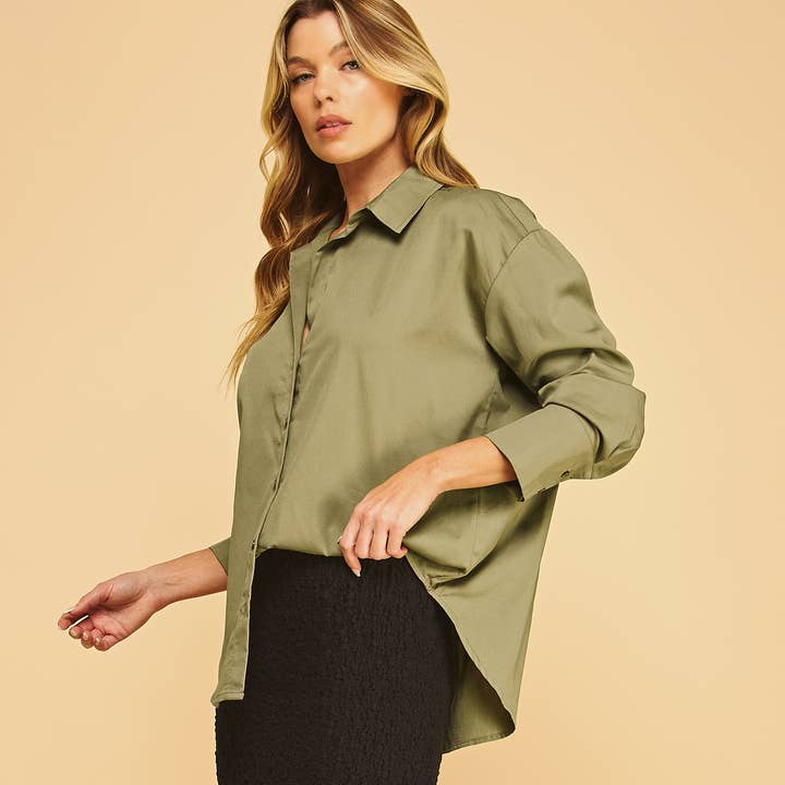 FREEZIA - Wholesale Button Down Shirt - Women's - 4th of july BUTTON DOWN COLLAR WHITE SHIRT-F7491827