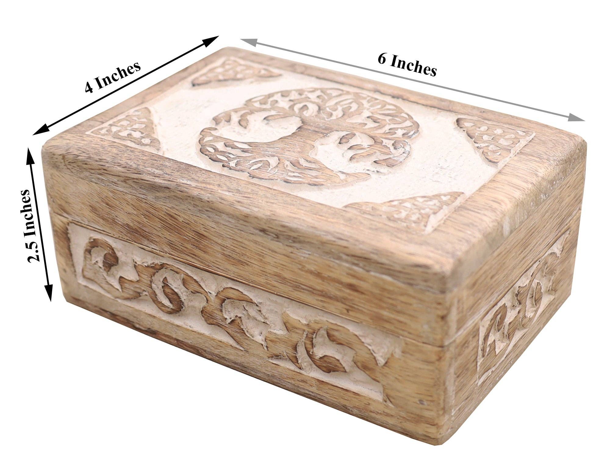 Lungta Imports – wholesale Jewellery box/organiser – Celtic Tree Of Life Hand Carved Jewelry Storage Keepsake Wooden Box11