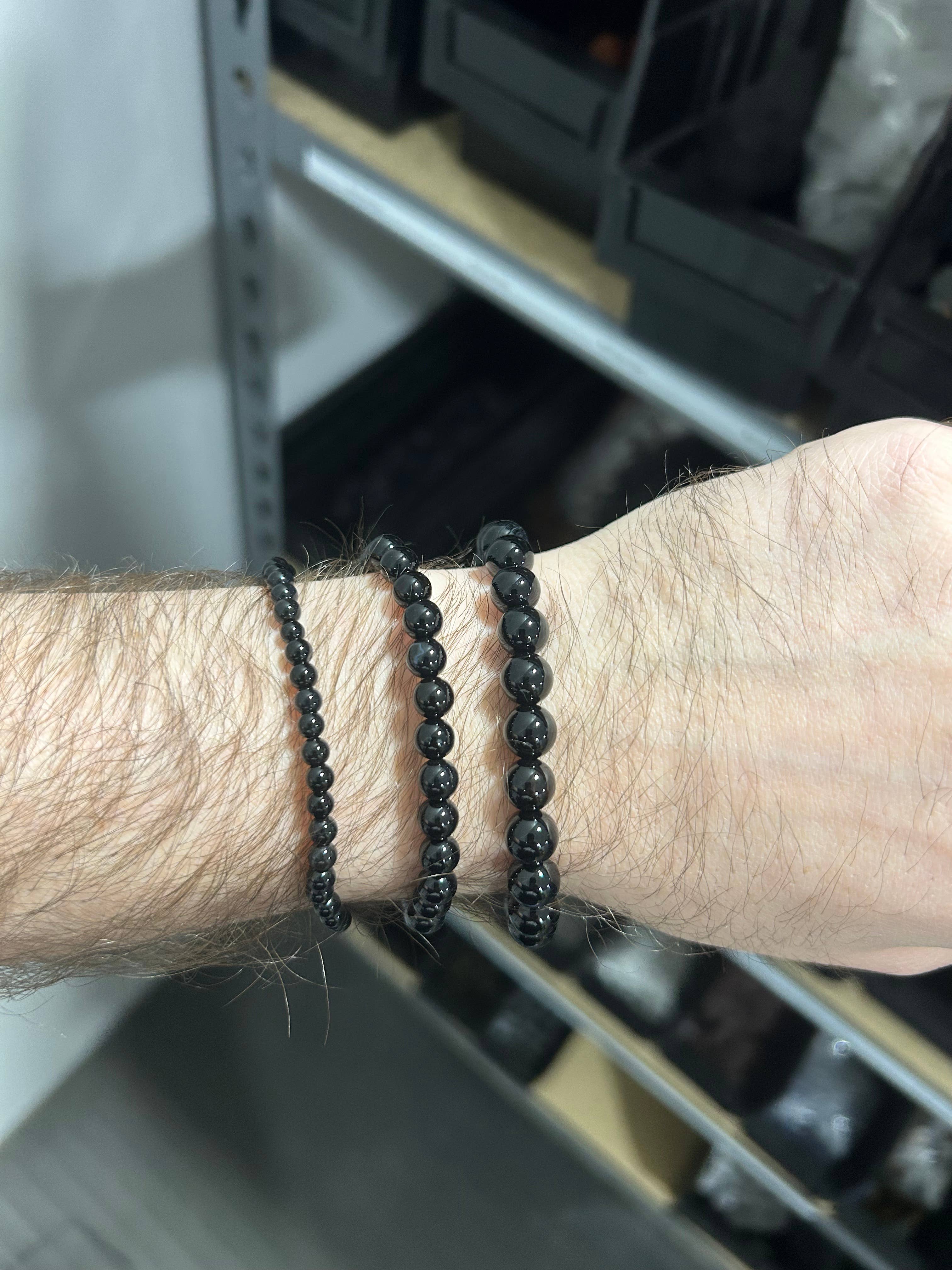 Pebble House - Wholesale Beaded Bracelet - Black Obsidian Bracelet 4mm/6mm/8mm - Crystals & Stones6