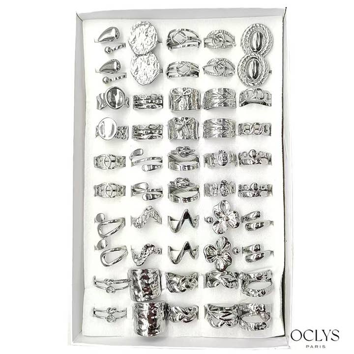 Oclys - Wholesale Multi-Finger Ring - Set of 50 assorted stainless steel rings Ori1