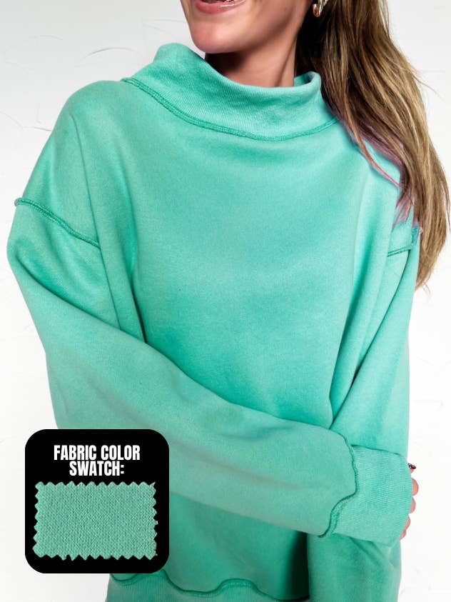 Sudadera con cuello alto - Verde espuma de mar para venta al por mayor de Pierce + Pine