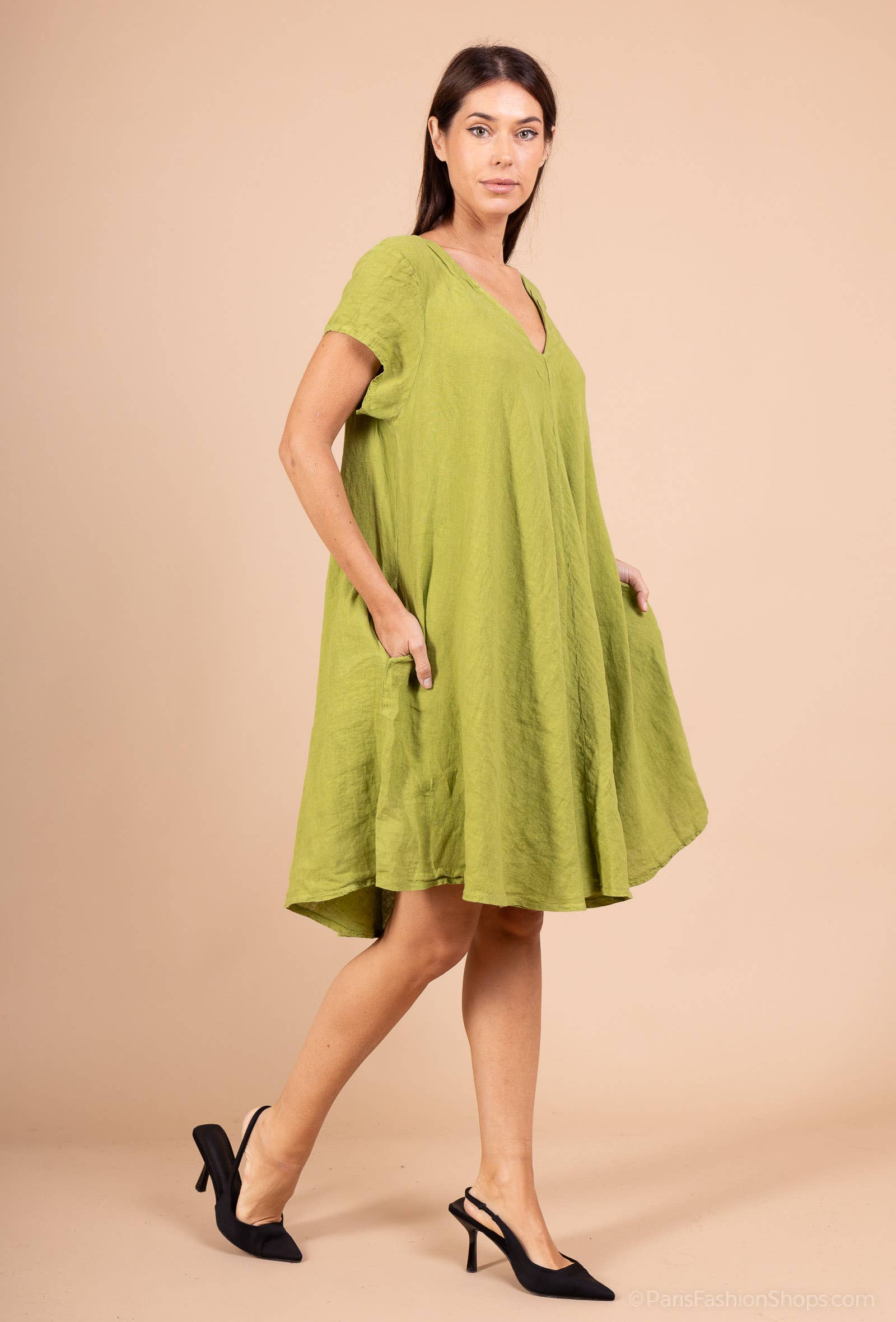 Shyloh - Wholesale Dress - Women's - Flowy linen dress with pockets 149522