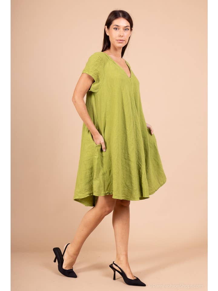 Shyloh – Engroshandel Kjole - Dame – Flydende linned kjole med lommer 149522