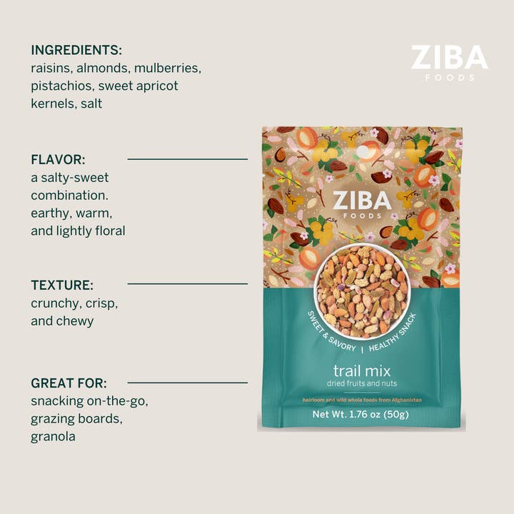 Ziba Foods - Wholesale Trail Mix - Trail Mix Single-Serve Snack, Vegan 1.76 oz6