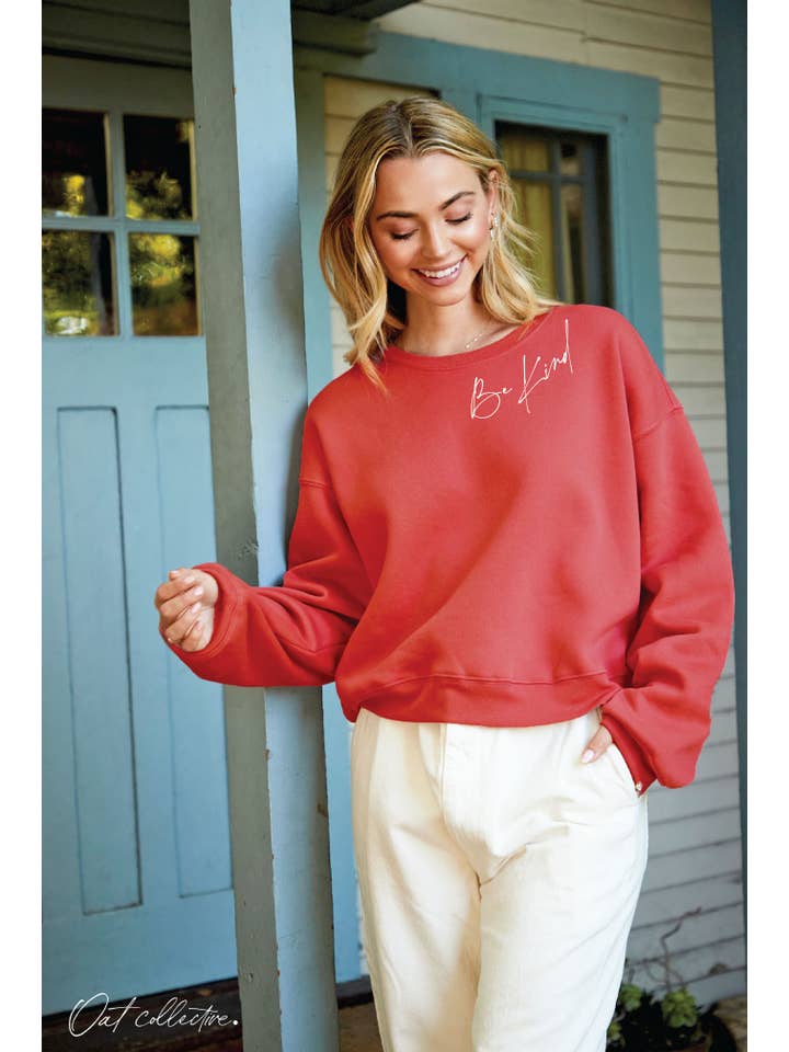 OAT COLLECTIVE - Wholesale Graphic Sweatshirt - Women's - BE KIND Mid Graphic Sweatshirt15