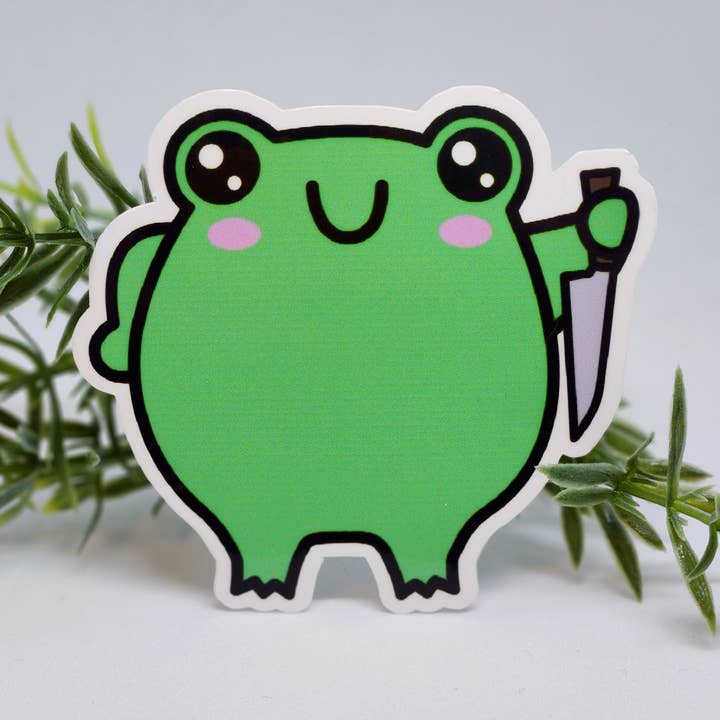 Kawaii frog sticker funny cute hilarious sticker toad for wholesale by Luxe Trauma