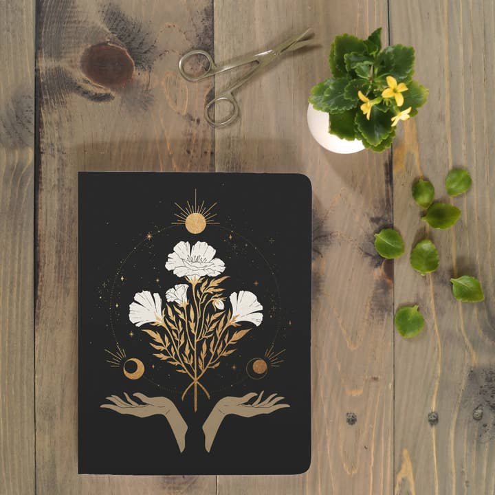 Denik - Wholesale Notebook - Celestial Flowers Medium Layflat Journal Notebook