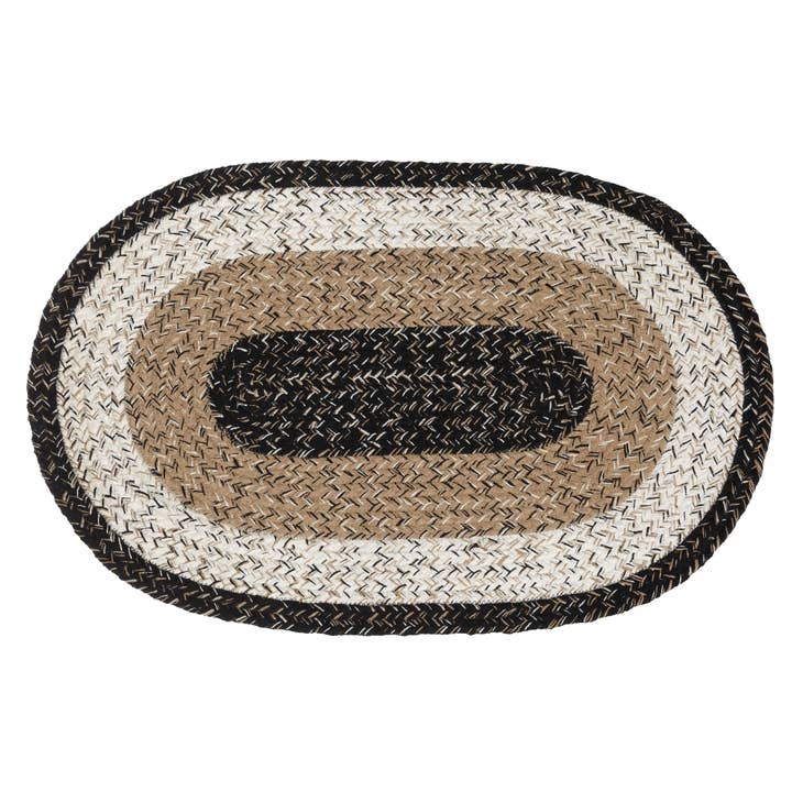 Accent Linen - Wholesale Area Rug - Braided Cotton Rugs - Black Haze #298 (Oval)