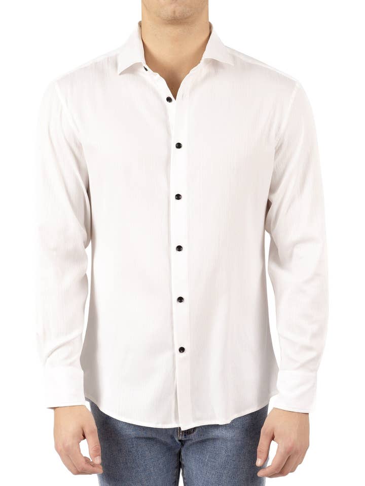 242208 - Vit långärmad skjorta med knappar för wholesale av Bespoke Moda