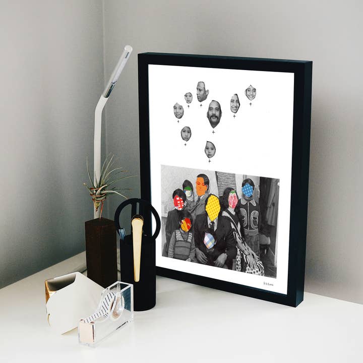 Keemo Gallery - Wholesale Art Print - Humanity Family History Art Print Wall Decor Collage B&W6