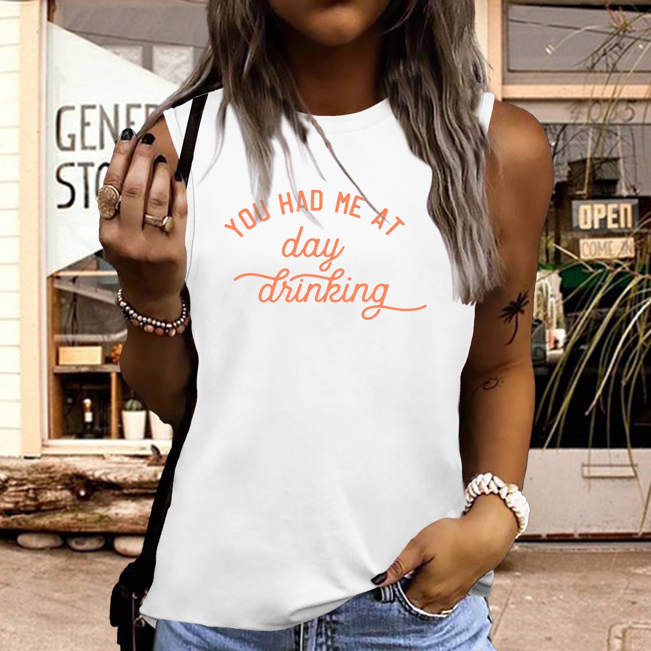 UNISHE - Wholesale Tank Top - Women's - You Had Me at Day Drinking Print Graphic Tank Top STC125D482