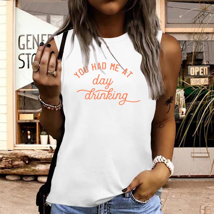 UNISHE - Wholesale Tank Top - Women's - You Had Me at Day Drinking Print Graphic Tank Top STC125D482