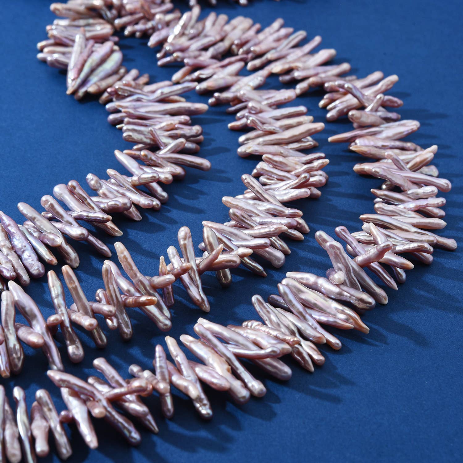 findings4uGem – wholesale Beaded/pearl necklace – Pink Biwa Stick Pearl Center Drill Beads Jewelry, FWP0106