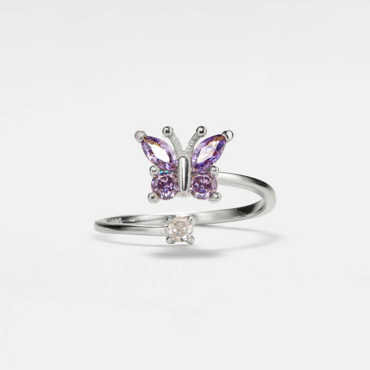 Perimade & Co. LLC - Wholesale Multi-Stone Ring - Butterfly Anxiety Fidget Spinner Ring in 925 Sterling Silver1