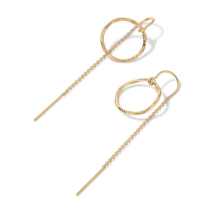 Small 15MM Filigree Hoop Threader Earrings - 14K Gold-Filled for wholesale by Heather Hawkins