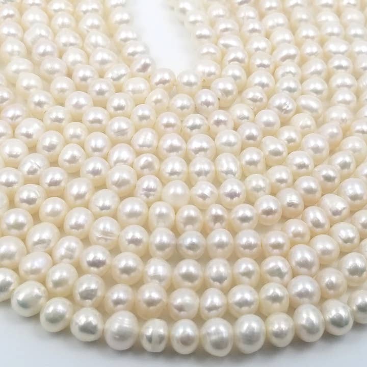 Beads Creation – wholesale Beads – Fresh Water Pearl Center Drill White Nugget Beads PRP36612