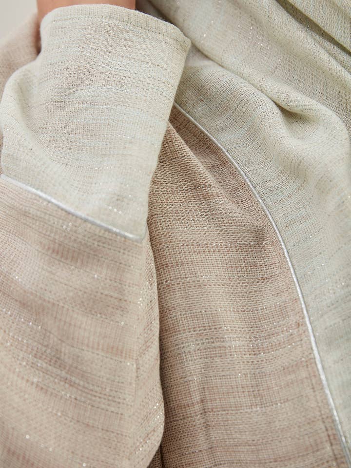 Store WF – wholesale Kaftan – Women's – Linen Cotton Silver Glitter Three Pice Abaya Set13