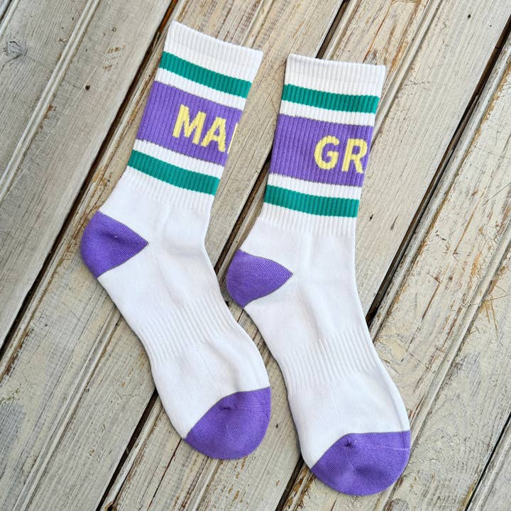 Mardi Gras Varsity Sock for wholesale by Nola Mercantile