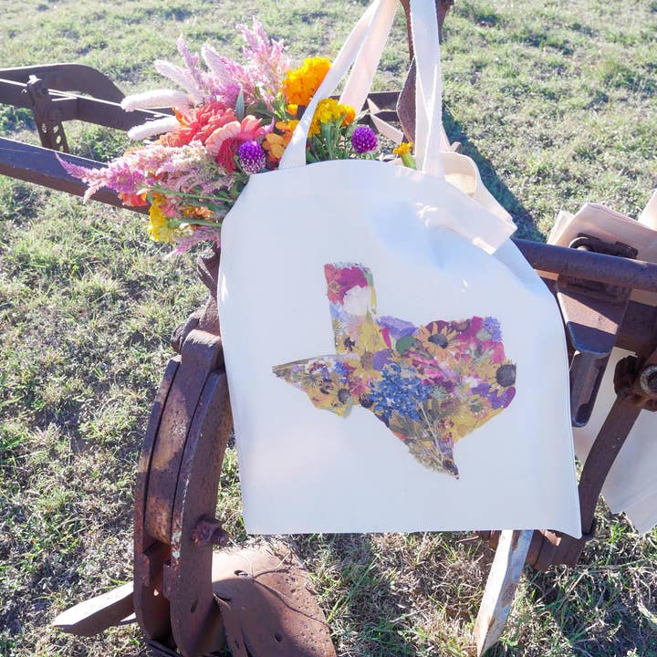 Remedy Designs - Wholesale Tote bag – Women's - Pressed Flower Texas Tote Bag | Native Wildflower Collage Design | 100% Cotton Eco-Friendly Tote4