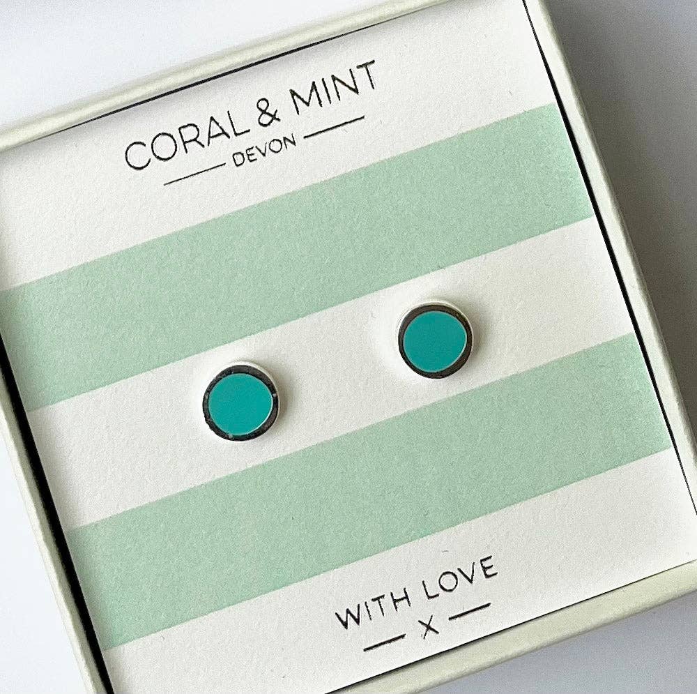 Coral & Mint - Wholesale Stud/Post Earrings - Maxi Turquoise Enamel Studs1