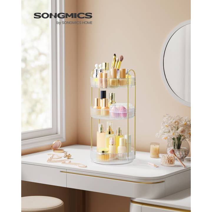 Organizador de Cuidados de Pele Rotativo Redondo de 3 Camadas para Bancada 2- por atacado de Greenwestons