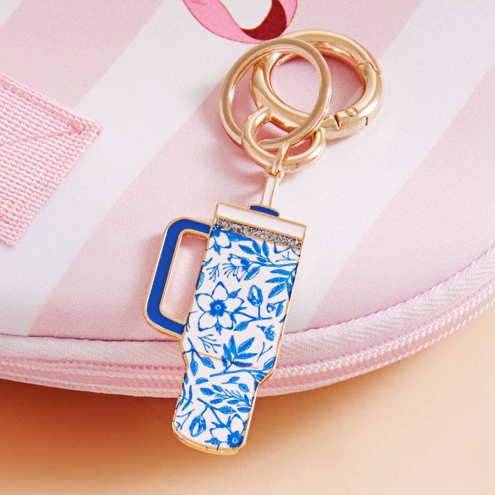Sensibling Corp. - Wholesale Keychain - Women's - Enamel Floral Tumbler Back Engraved Keychain Bag Charm5